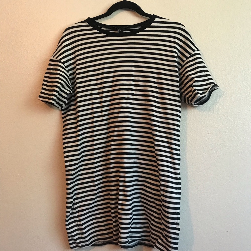 Black and white striped T-shirt dress